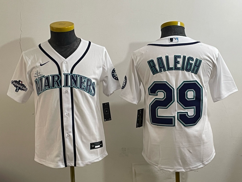 youth 2026 Seattle Mariners #29 Raleigh white Nike MLB Jersey 005->youth mlb jersey->Youth Jersey